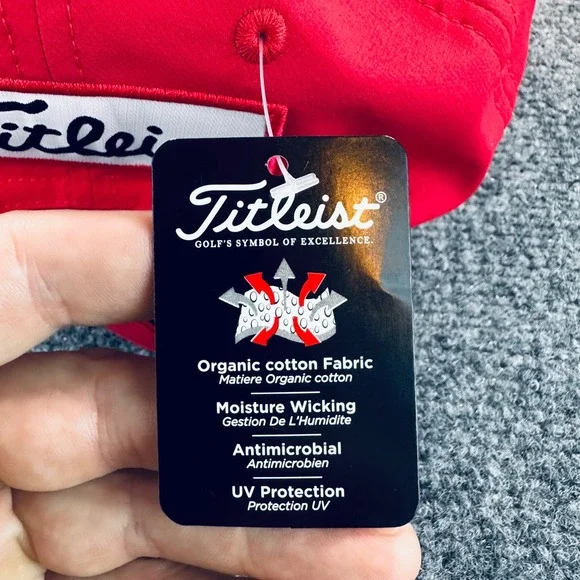 Titleist x Footjoy Mens Red Performance Golf Hat Pro V1 Adjustable Cap NEW - Picture 6 of 8